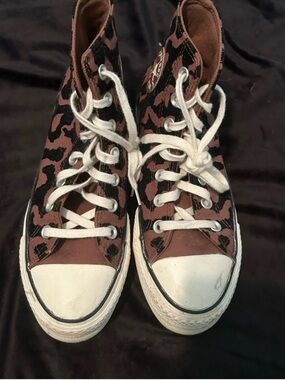 Brown and black leopard converse platform high top